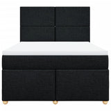 Box Spring Bed with Mattress Black Queen Fabric - Rear View