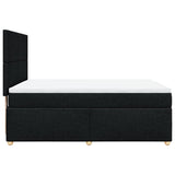 Box Spring Bed with Mattress Black Queen Fabric - Close-Up Angle