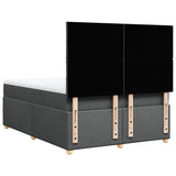 Box Spring Bed with Mattress Dark Grey Queen Fabric - Low Angle