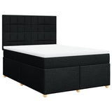 Box Spring Bed with Mattress Black Queen Fabric - Side View