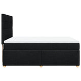 Box Spring Bed with Mattress Black Queen Fabric