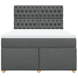 Box Spring Bed with Mattress Dark Grey Queen Fabric - Rear View