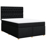 Box Spring Bed with Mattress Black Queen Fabric - Side View