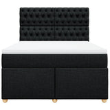 Box Spring Bed with Mattress Black Queen Fabric - Rear View