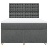 Box Spring Bed with Mattress Dark Grey Queen Fabric - Rear View