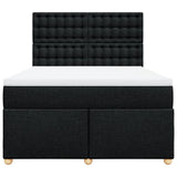 Box Spring Bed with Mattress Black Queen Fabric - Rear View