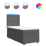 Box Spring Bed with Mattress Dark Grey King Single Fabric - Front View