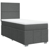 Box Spring Bed with Mattress Dark Grey King Single Fabric - Side View