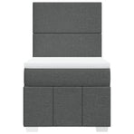 Box Spring Bed with Mattress Dark Grey King Single Fabric