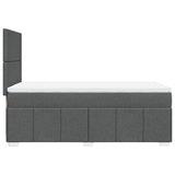 Box Spring Bed with Mattress Dark Grey King Single Fabric - Close-Up Angle