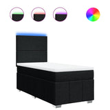 Box Spring Bed with Mattress Black King Single Fabric - Front View
