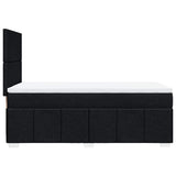 Box Spring Bed with Mattress Black King Single Fabric - Close-Up Angle