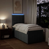 Box Spring Bed with Mattress Dark Grey King Single Fabric - Top-Down View