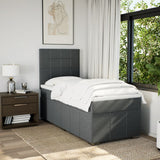 Box Spring Bed with Mattress Dark Grey King Single Fabric - 45-Degree Angle