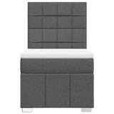 Box Spring Bed with Mattress Dark Grey King Single Fabric - Rear View