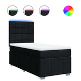 Box Spring Bed with Mattress Black King Single Fabric - Front View