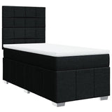 Box Spring Bed with Mattress Black King Single Fabric - Side View