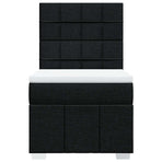 Box Spring Bed with Mattress Black King Single Fabric