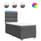 Box Spring Bed with Mattress Dark Grey King Single Fabric - Front View