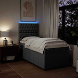 Box Spring Bed with Mattress Dark Grey King Single Fabric - Top-Down View
