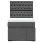 Box Spring Bed with Mattress Dark Grey King Single Fabric