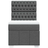 Box Spring Bed with Mattress Dark Grey King Single Fabric - Rear View