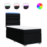 Box Spring Bed with Mattress Black King Single Fabric - Front View