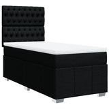 Box Spring Bed with Mattress Black King Single Fabric - Side View