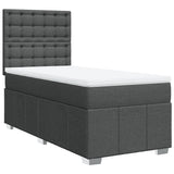 Box Spring Bed with Mattress Dark Grey King Single Fabric - Side View