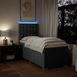 Box Spring Bed with Mattress Dark Grey King Single Fabric - Top-Down View