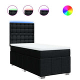 Box Spring Bed with Mattress Black King Single Fabric - Front View