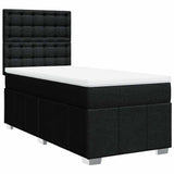 Box Spring Bed with Mattress Black King Single Fabric - Side View