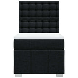 Box Spring Bed with Mattress Black King Single Fabric