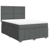 Box Spring Bed with Mattress Dark Grey Double Fabric - Side View