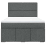 Box Spring Bed with Mattress Dark Grey Double Fabric - Rear View