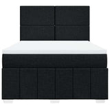 Box Spring Bed with Mattress Black Double Fabric - Rear View
