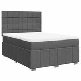 Box Spring Bed with Mattress Dark Grey Double Fabric - Side View