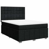 Box Spring Bed with Mattress Black Double Fabric - Side View