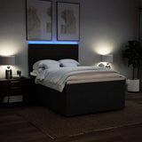 Box Spring Bed with Mattress Black Double Fabric - Top-Down View