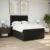 Box Spring Bed with Mattress Black Double Fabric - 45-Degree Angle