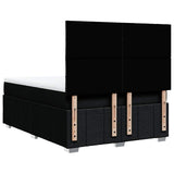 Box Spring Bed with Mattress Black Double Fabric - Low Angle