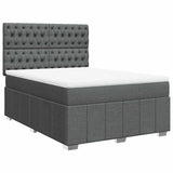 Box Spring Bed with Mattress Dark Grey Double Fabric - Side View