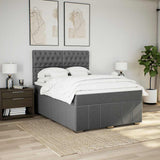 Box Spring Bed with Mattress Dark Grey Double Fabric - 45-Degree Angle