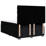 Box Spring Bed with Mattress Black Double Fabric - Low Angle