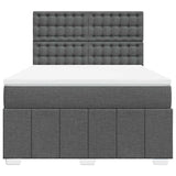 Box Spring Bed with Mattress Dark Grey Double Fabric - Rear View