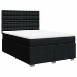 Box Spring Bed with Mattress Black Double Fabric - Side View
