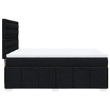 Box Spring Bed with Mattress Black Double Fabric - Close-Up Angle