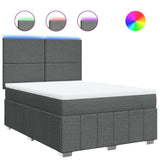 Box Spring Bed with Mattress Dark Grey Queen Fabric - Front View