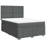 Box Spring Bed with Mattress Dark Grey Queen Fabric - Side View