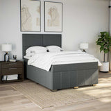 Box Spring Bed with Mattress Dark Grey Queen Fabric - 45-Degree Angle